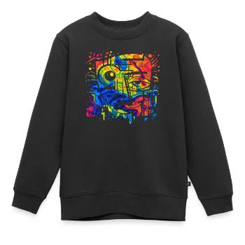 Graffiti Street Art Spray Vintage Schablone Retro - Kinder Premium Organic Sweatshirt - Schwarz - Vorne - AI Model Kid Female (0cm)
