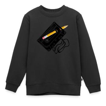 Kassette mit Bleistift zurückspulen - Kinder Premium Organic Sweatshirt - Schwarz - Vorne - AI Model Kid Female (0cm)
