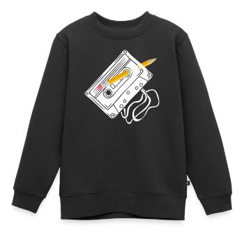 Kassette mit Bleistift zurückspulen - Kinder Premium Organic Sweatshirt - Schwarz - Vorne - AI Model Kid Female (0cm)