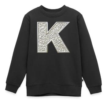 K, lettre, lettre K, initiale, initiale K, monogramme, - Sweat Premium enfant bio - noir - Devant - AI Model Kid Female (0cm)