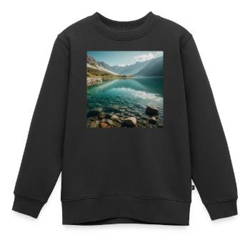 Bergsee Panorama - Kinder Premium Organic Sweatshirt - Schwarz - Vorne - AI Model Kid Female (0cm)
