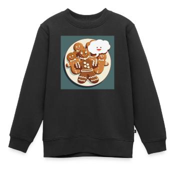 Lebkuchen / Weihnachten / Lebkuchenmann - Kinder Premium Organic Sweatshirt - Schwarz - Vorne - AI Model Kid Female (0cm)