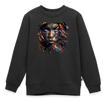 Graffiti Street Art Spray Vintage Schablone Retro - Kinder Premium Organic Sweatshirt - Schwarz - Vorne - AI Model Kid Female (0cm)