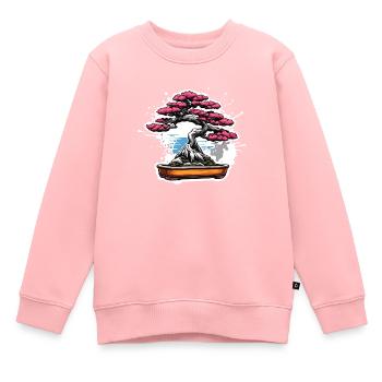 Bonsaï / arbre / miniature / japonais / petit - Sweat Premium enfant bio - rose - Devant - AI Model Kid Female (0cm)