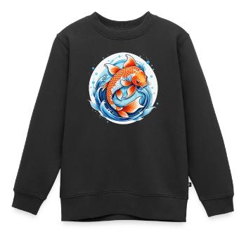 carpe koi - poisson japon - Sweat Premium enfant bio - noir - Devant - AI Model Kid Female (0cm)