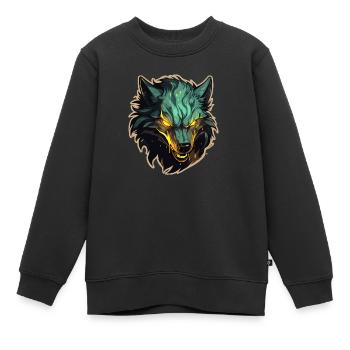 Wolf - Illustration - Kinder Premium Organic Sweatshirt - Schwarz - Vorne - AI Model Kid Female (0cm)