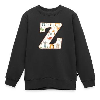 Buchstabe Z, Monogramm, Tiermuster - Kinder Premium Organic Sweatshirt - Schwarz - Vorne - AI Model Kid Female (0cm)