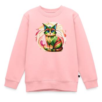 Color Burst Cat - Kinder Premium Organic Sweatshirt - Rosa - Vorne - AI Model Kid Female (0cm)