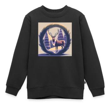 Couronne de renne - Sweat Premium enfant bio - noir - Devant - AI Model Kid Female (0cm)