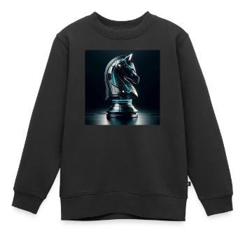 Cyberpunk Schach Pferd - Kinder Premium Organic Sweatshirt - Schwarz - Vorne - AI Model Kid Female (0cm)
