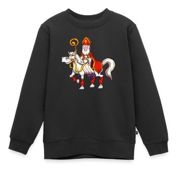 Saint Nicolas à cheval - Sweat Premium enfant bio - noir - Devant - AI Model Kid Female (0cm)