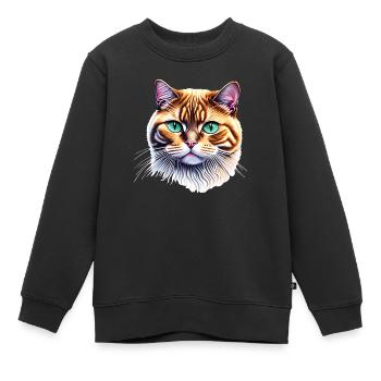 Chat domestique Chat Chat Propriétaire Chaton Chaton - Sweat Premium enfant bio - noir - Devant - AI Model Kid Female (0cm)