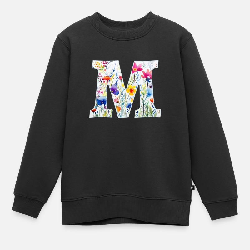 Buchstabe M, Monogramm, Tiermuster - Kinder Premium Organic Sweatshirt - Schwarz