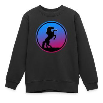 Pferd Springreiter Springpferd Galopp Pferdestall - Kinder Premium Organic Sweatshirt - Schwarz - Vorne - AI Model Kid Female (0cm)