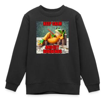 DividendenFrosch GARDEZ VOTRE CALME ET OBTENEZ DES DIVIDENDES - Sweat Premium enfant bio - noir - Devant - AI Model Kid Female (0cm)