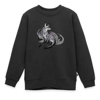 Fox Mandala Drawing Complex Nature Wilderness - Kids Premium Organic Sweatshirt - black - Front - AI Model Kid Female (0cm)
