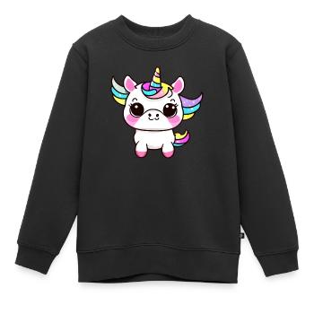 Licorne Créature Mythique Fille Licornes Créatures Mythiques - Sweat Premium enfant bio - noir - Devant - AI Model Kid Female (0cm)