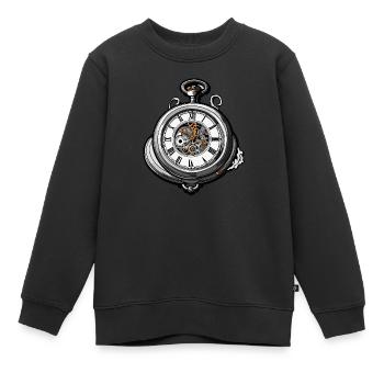 Uhr / Uhrwerk / Uhrzeit / Zeiger / Zeit / Antik - Kinder Premium Organic Sweatshirt - Schwarz - Vorne - AI Model Kid Female (0cm)