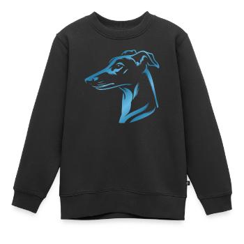 Windhund Whippet, Hundekopf, Zeichnung blau - Kinder Premium Organic Sweatshirt - Schwarz - Vorne - AI Model Kid Female (0cm)