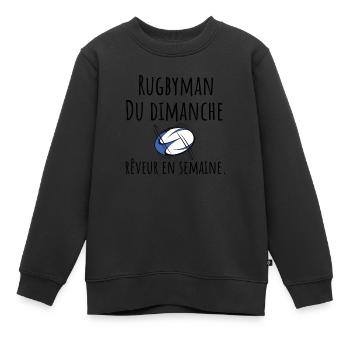 Verträumter Sonntags-Rugbyspieler unter der Woche - Kinder Premium Organic Sweatshirt - Schwarz - Vorne - AI Model Kid Female (0cm)