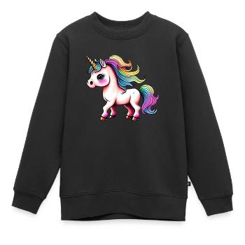 Licorne Créature Mythique Fille Licornes Créatures Mythiques - Sweat Premium enfant bio - noir - Devant - AI Model Kid Female (0cm)