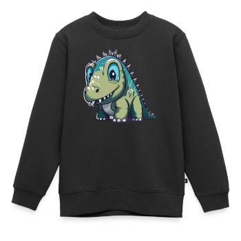 Friendly Dino - Kids Premium Organic Sweatshirt - black - Front - AI Model Kid Female (0cm)