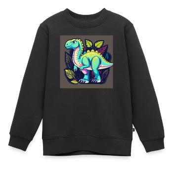 Friendly Dino - Kids Premium Organic Sweatshirt - black - Front - AI Model Kid Female (0cm)