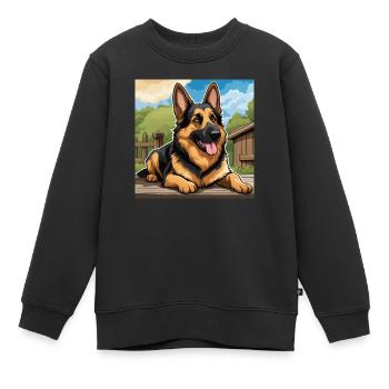Chien de berger - Sweat Premium enfant bio - noir - Devant - AI Model Kid Female (0cm)