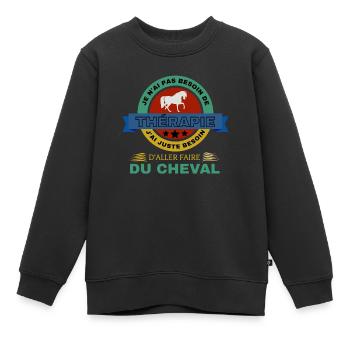 Equitation cheval Therapie - Sweat Premium enfant bio - noir - Devant - AI Model Kid Female (0cm)