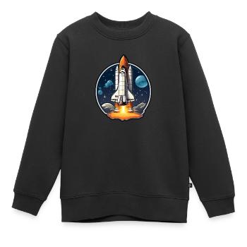 Navette spatiale spatiale - Sweat Premium enfant bio - noir - Devant - AI Model Kid Female (0cm)