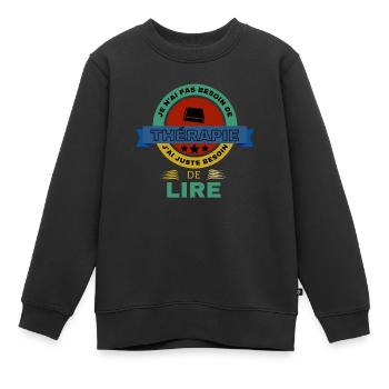 LIRE livre - Sweat Premium enfant bio - noir - Devant - AI Model Kid Female (0cm)