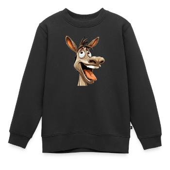 Crazy Esel Comic Motiv - Verrückter Cooler Esel - Kinder Premium Organic Sweatshirt - Schwarz - Vorne - AI Model Kid Female (0cm)