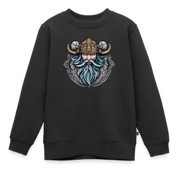 Wikinger Odin Thor Walhalla - Kinder Premium Organic Sweatshirt - Schwarz - Vorne - AI Model Kid Female (0cm)