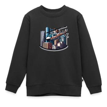 L’aviateur urbain - Sweat Premium enfant bio - noir - Devant - AI Model Kid Female (0cm)