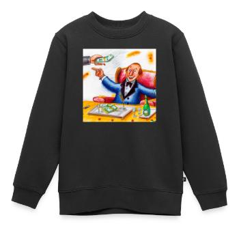 Voici l’argent - Sweat Premium enfant bio - noir - Devant - AI Model Kid Female (0cm)