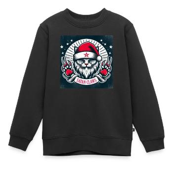 Griffes de Satan - Chat Père Noël - Sweat Premium enfant bio - noir - Devant - AI Model Kid Female (0cm)