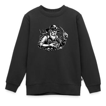 Homme barbu cool - Sweat Premium enfant bio - noir - Devant - AI Model Kid Female (0cm)