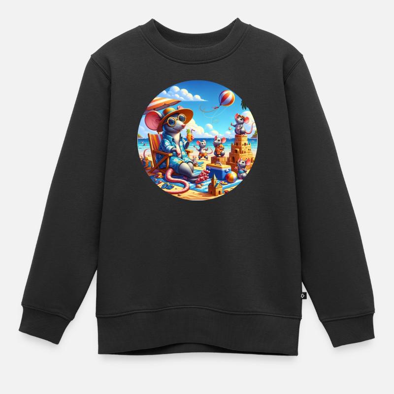 Rats sur la plage - Sweat Premium enfant bio - noir