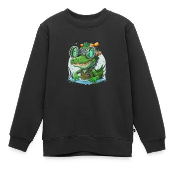 Crocodile et tubas - Sweat Premium enfant bio - noir - Devant - AI Model Kid Female (0cm)