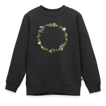Couronne de fleurs de champ Boho personnalisable - Sweat Premium enfant bio - noir - Devant - AI Model Kid Female (0cm)