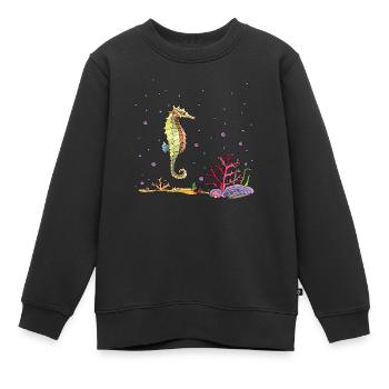 Hippocampe - Sweat Premium enfant bio - noir - Devant - AI Model Kid Female (0cm)