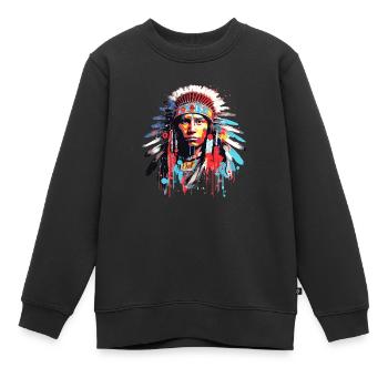 Inspiration für indianische tapfere Krieger der amerikanischen Ureinwohner - Kinder Premium Organic Sweatshirt - Schwarz - Vorne - AI Model Kid Female (0cm)
