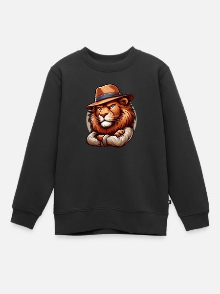 Dessin animé de lion - Sweat Premium enfant bio - noir