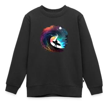 Wellenreiter - Kinder Premium Organic Sweatshirt - Schwarz - Vorne - AI Model Kid Female (0cm)