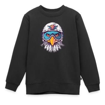 Adler Winter Flieger - Kinder Premium Organic Sweatshirt - Schwarz - Vorne - AI Model Kid Female (0cm)
