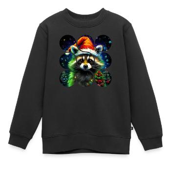 Raton laveur pixélisé Noël laid sur T shirt Enfant - Sweat Premium enfant bio - noir - Devant - AI Model Kid Female (0cm)
