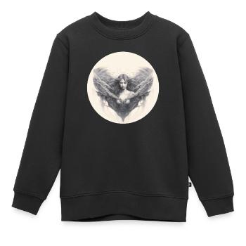 Nachdenklicher Engel - Kinder Premium Organic Sweatshirt - Schwarz - Vorne - AI Model Kid Female (0cm)