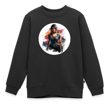 Determined Explorer - Kids Premium Organic Sweatshirt - black - Front - AI Model Kid Female (0cm)