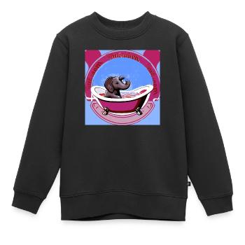 Eléphant,Rétro,Vintage,Baignoire,1970 - Sweat Premium enfant bio - noir - Devant - AI Model Kid Female (0cm)