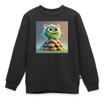 monstre mignon effrayant drôle effrayant assis sur un tas - Sweat Premium enfant bio - noir - Devant - AI Model Kid Female (0cm)